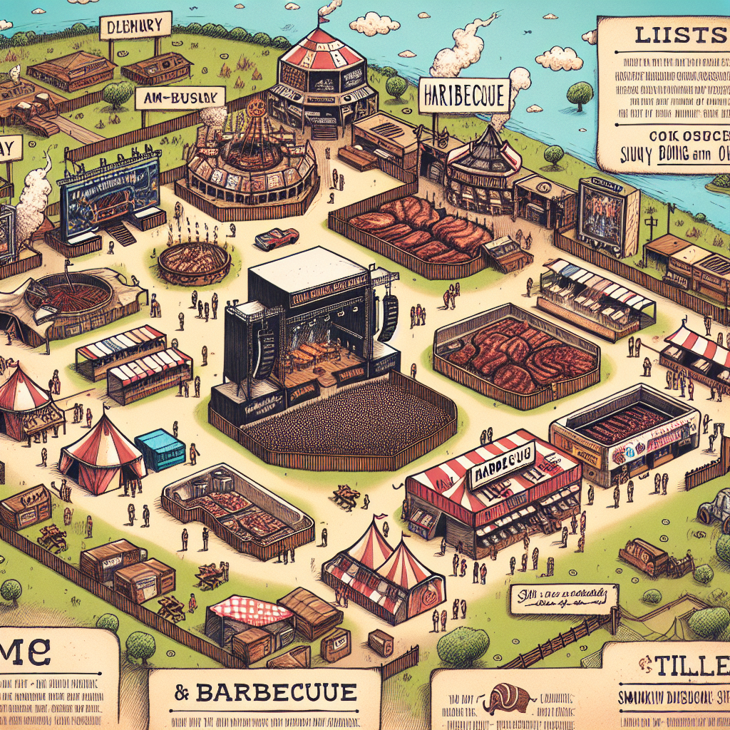 Map-inspired image representing the breadth of the festival, from music stages to BBQ stands, set against the backdrop of Silver Dollar City's exciting attractions.