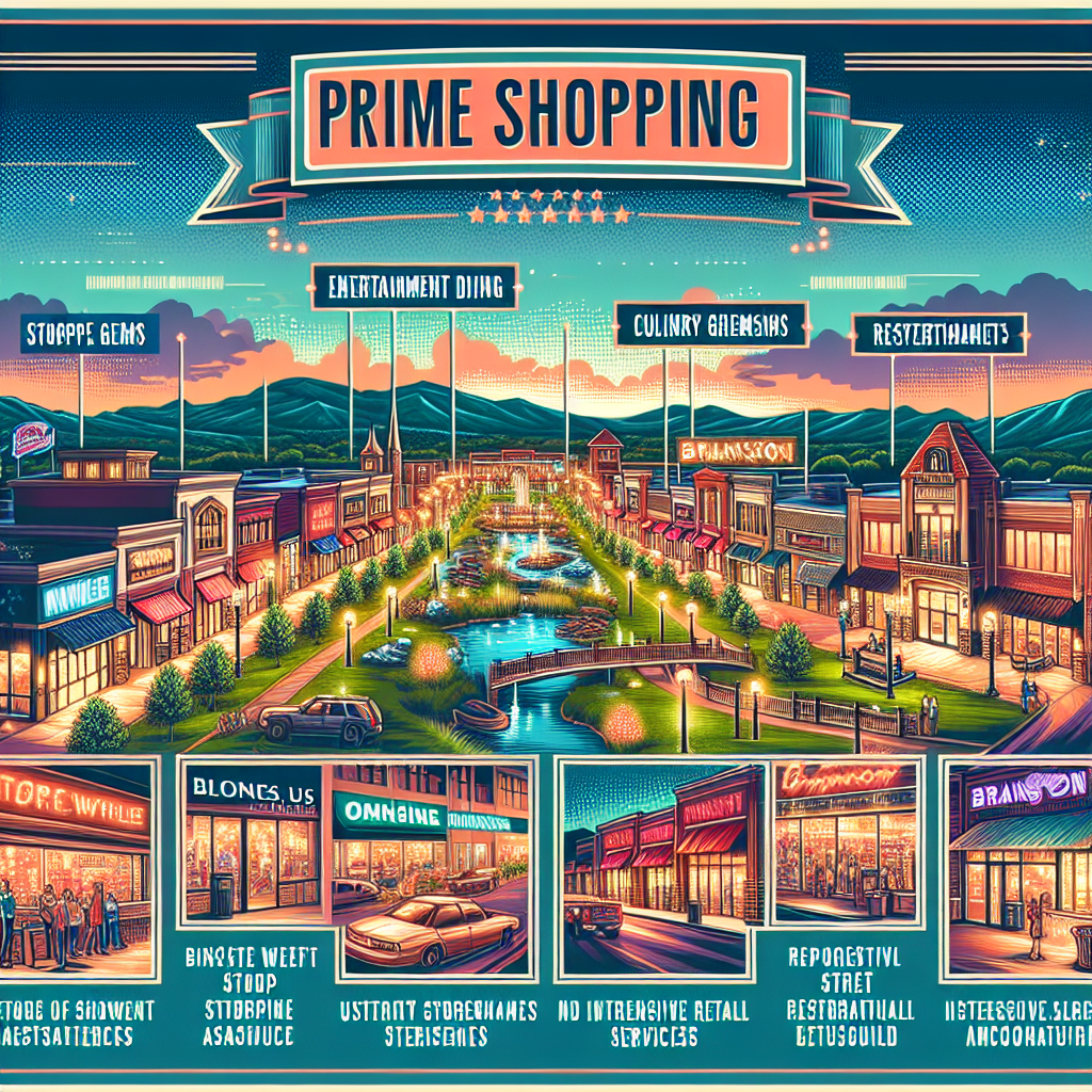 Capturing the essence of Branson's appeal as a shopping haven where entertainment and extensive retail options meet.